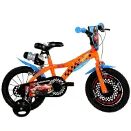 Hot Wheels 14 otroško kolo s držalom za bidon in pomožnimi kolesci v oranžno-črni barvi – Dino Bikes kolo