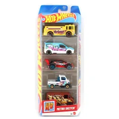 Hot Wheels Metro Sketch 5-delni komplet majhnih avtomobilčkov v merilu 1:64 – Mattel