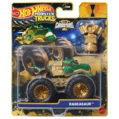 Hot Wheels Monster Trucks: Rageasaur šampion monstrski avtomobilček s pokalom 1/64 - Mattel