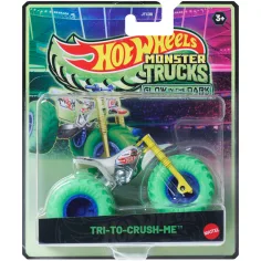 Hot Wheels Monster Trucks: Try-To-Crush-Me avtomobilček, ki sveti v temi, v merilu 1/64 - Mattel
