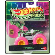 Hot Wheels Monster Trucks: Twin Mill – neon zelena majhen avtomobilček, ki sveti v temi, 1/64 – Mattel
