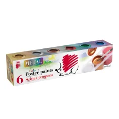 ICO: Süni tempera v kozarčkih v kovinskih barvah, 6 x 25 ml