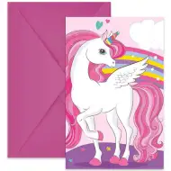 Komplet 6 vabil na mavrično samorogovo zabavo z ovojnicami