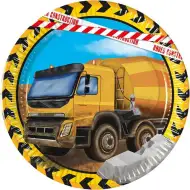 Komplet papirnatih krožnikov z delovnimi stroji, 8 kosov, premera 20 cm.