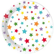 Komplet papirnatih krožnikov z zvezdami, 8 kosov, premera 20 cm.