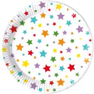 Komplet papirnatih krožnikov z zvezdami, 8 kosov, premera 23 cm.