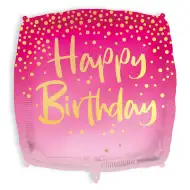 Kvadratni balon Srečen rojstni dan 46 cm - roza