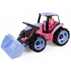 Lena: Velikanski traktor s sprednjim nakladalnikom v rožnati barvi, 62 cm