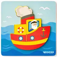 Lesena sestavljanka za dojenčke z motivom ladje, 5 kosov - Woodyland