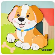 Leseni puzzle s 5 kosi s pasjim motivom - Woodyland