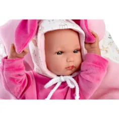 Llorens: Bimba novorojenček z roza zajčjo nosilko 35 cm slika 3