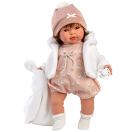 Llorens: Carla, 42 cm jokajoča lutka z dudkom in belo odejico