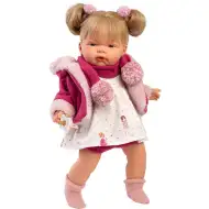 Llorens: Joelle 38 cm jokajoča dojenček s cucljem v roza plašču
