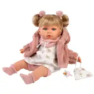 Llorens: Júlija 42 cm dolg jokajoč dojenček s cucljem v roza plašču