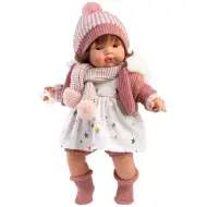 Llorens: Lola 38 cm jokajoča dojenček s cucljem in pleteno kapico