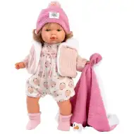 Llorens: Lola 38 cm jokajoča punčka s cucljem in rožnato odejo