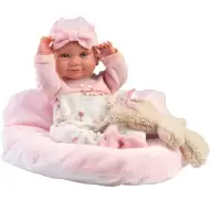 Llorens: Nica 40 cm novorojenček z medvedkom in roza posteljico