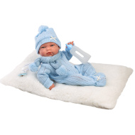 Llorens: Nico, 40 cm novorojenček z otroško stekleničko in blazino.