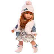 Llorens: Nicole 35 cm velika punčka z rdečimi lasmi v roza telovniku