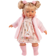 Llorens: Roberta 33 cm lutka z cuclo v rožnatem kardiganu