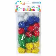 Luna: Barvni pom-pom 15mm kreativni dekorativni okrasek, paket 60 kosov