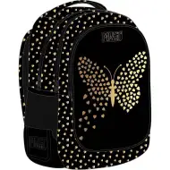 Luna: Črn nahrbtnik z metulji s tremi predali, 32x18x43 cm