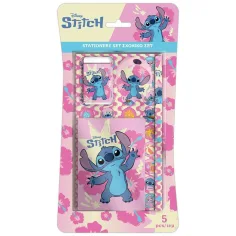 Luna: Disney Stitch 5-delni rožnat komplet pisarniškega pribora