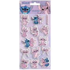 Luna: Disney Stitch in Angel, komplet 3D penastih nalepk na listu 10 x 22 cm