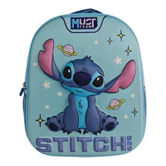 Luna: Must Team 3D Stitch z vzorcem vesolja, zaobljen nahrbtnik za vrtec 26x10x32 cm