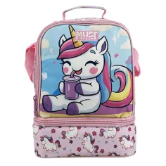 Luna: Must Team izolirana torba za malico z motivom enoroga, z dvema predeloma, 22x16x28 cm