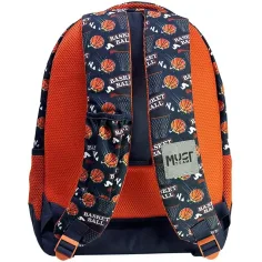 Luna: Must Team košarkarsko vzorčen oranžno-modro zaobljen šolski nahrbtnik s 3 predali, 32x18x43 cm slika 2