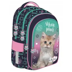 MLF Kitty Party šolski nahrbtnik z vzorcem mačk, s štirimi prekatami, BPL58 40x29x19 cm