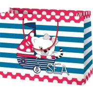 Mačka v jadrnici velika darilna vrečka 27x14x33cm