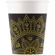 Mandala črno-zlati papirnati kozarci, set 8 kosov, 200 ml