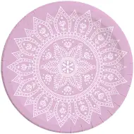 Mandala vijolično-beli 8-delni komplet papirnatih krožnikov premera 23 cm
