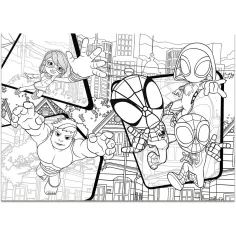 Marvel Spidey 2 v 1 maxi 4x48 kos sestavljanka in pobarvanka 35x25 cm - Lisciani slika 3