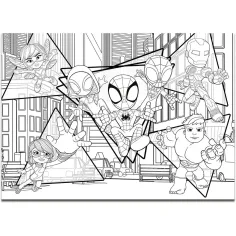 Marvel Spidey 2 v 1 maxi 4x48 kos sestavljanka in pobarvanka 35x25 cm - Lisciani slika 4