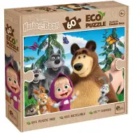 Maša in medved 2 v 1, 60-delni Eco puzzle in pobarvanka 70x50 cm - Lisciani