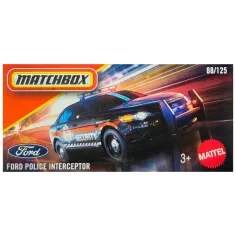 Matchbox: Ford Police Interceptor – avtomobilček v papirnati škatli v merilu 1:64 – Mattel