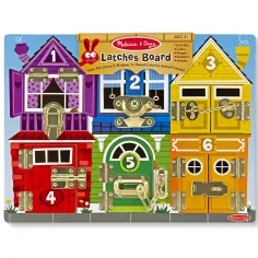 Melissa & Doug: Lesena aktivnostna tabla z ključavnicami in zaponkami za razvoj spretnosti - Spin Master