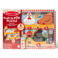 Melissa &amp; Doug Push to Pop Puzzle – Vesele kokoši, lesena razvojna sestavljanka - Spin Master