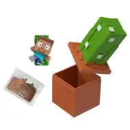 Minecraft Reveal minifigura v škatlici za shranjevanje – Kaktus – Mattel