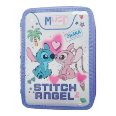 Mora imeti: Disney Stitch & Angel dvoetažna polnjena peresnica 15x5x21 cm
