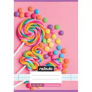 Nebulo: Spenjeni zvezek za 1. razred, črtasti, A5, 14-32, s prikupnim vzorcem - S sladkarijami