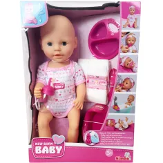 New Born Baby lutka, ki piški, s dodatki, 38 cm - Simba Toys