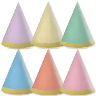 Pastelno obarvani mini party klobuki, komplet 6 kosov
