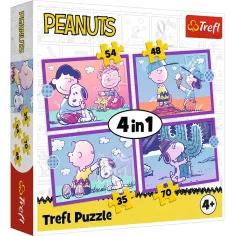 Peanuts Snoopy - pasji dan, 4 v 1 sestavljanka, 35/48/54/70 kosov - Trefl