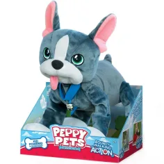 Peppy Pets: plišasti francoski buldog s povodcem, 28 cm
