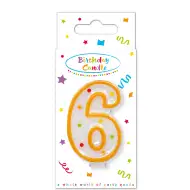 Pikčasta rojstnodnevna sveča številka 6