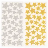 PlayBox: Bleščeč zlat in srebrn komplet nalepk z zvezdami, 132 kosov